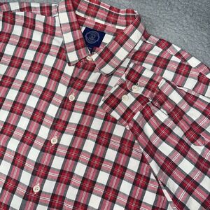 VTG GAP Crest Tag Shirt Men's Sz L Red Plaid Flannel Button Up Made Portugal 90s